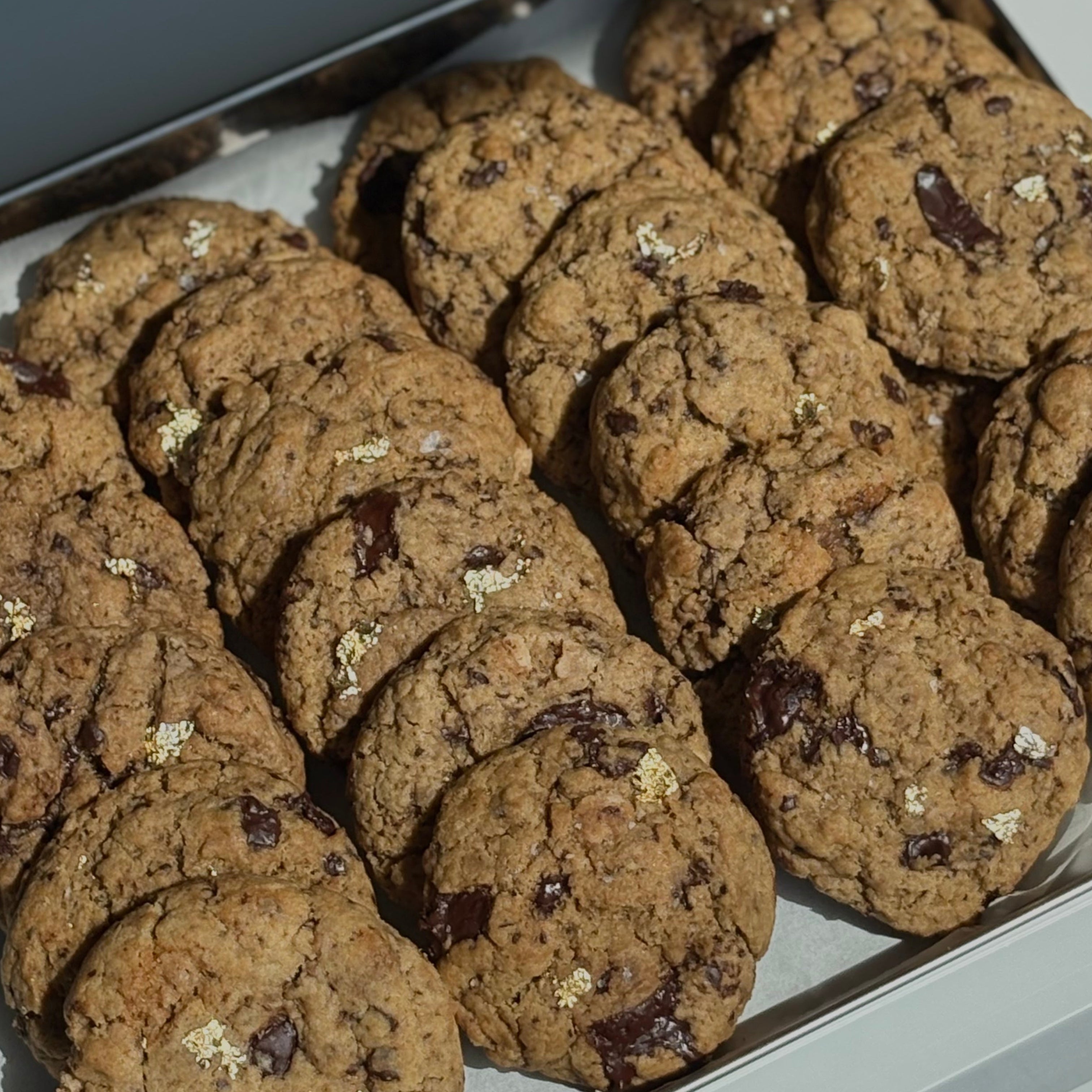 tray of chocolate chip cookies